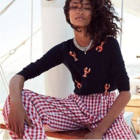 J Crew Wide-leg pant in drapey gingham - Picture 2 of 7